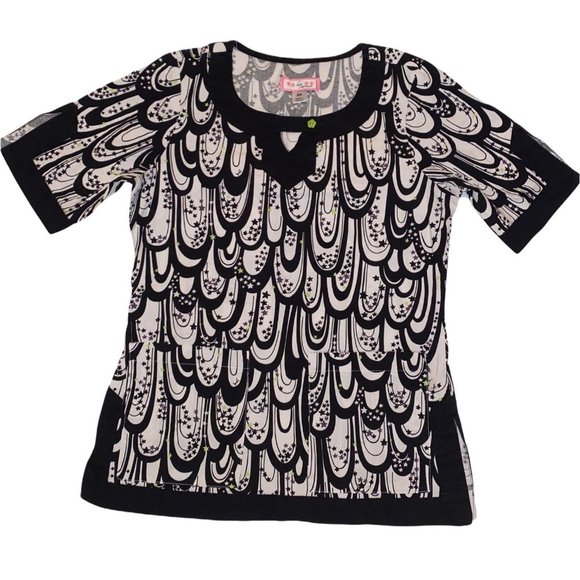 Koi Feather design Stars XS Medical Scrub Top - Picture 1 of 11